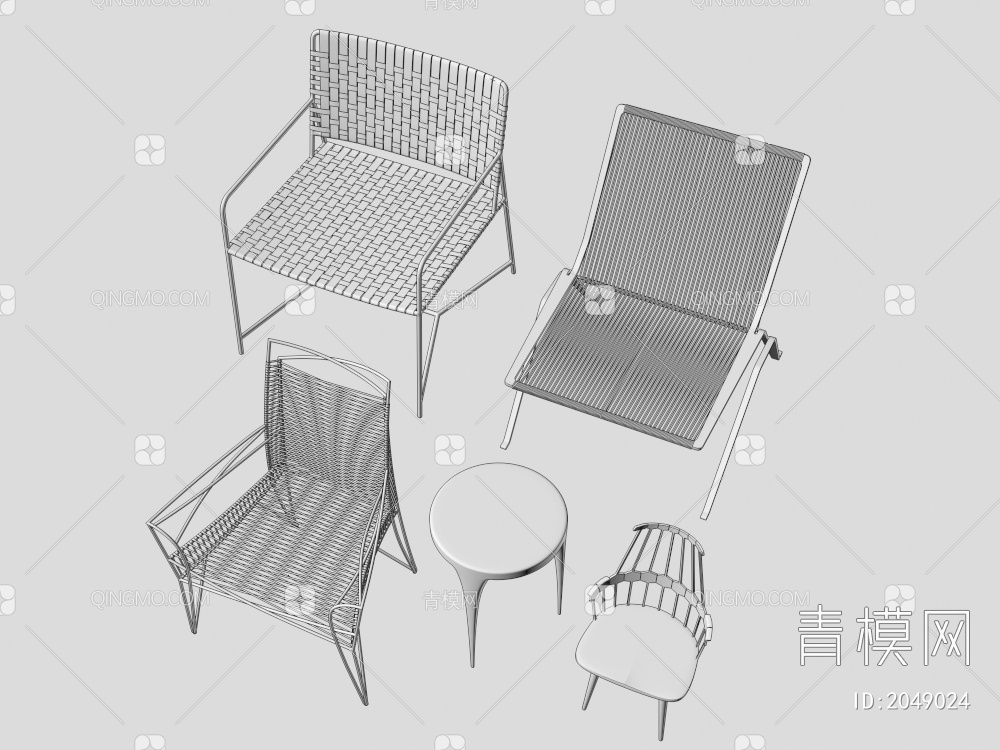 椅子 休闲椅 不锈钢椅3D模型下载【ID:2049024】