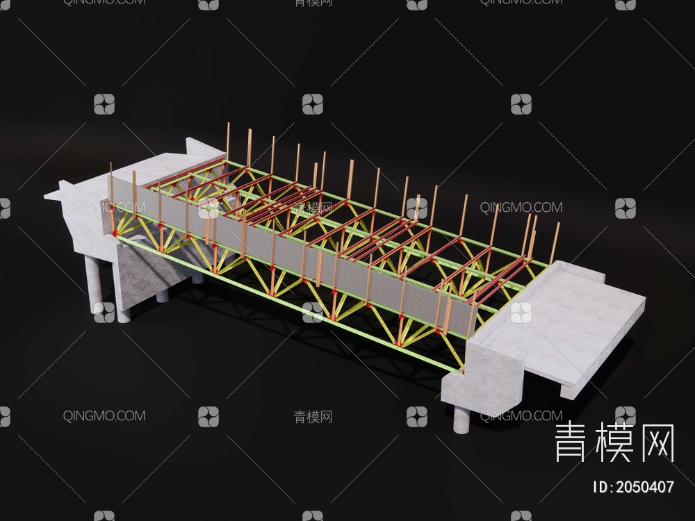 桥梁钢结构SU模型下载【ID:2050407】