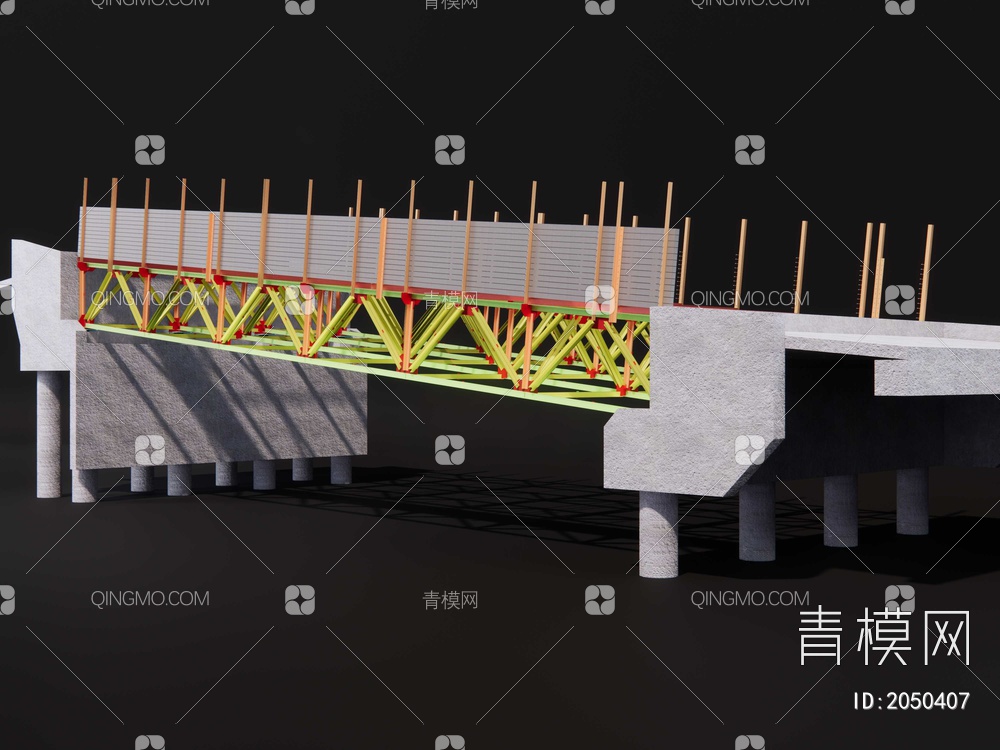桥梁钢结构SU模型下载【ID:2050407】