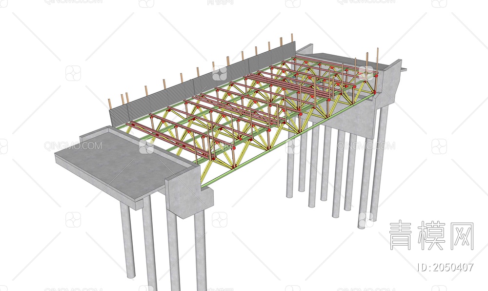 桥梁钢结构SU模型下载【ID:2050407】