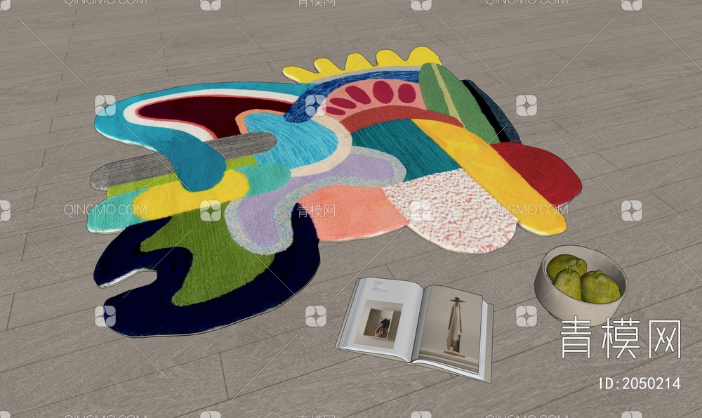 多巴胺彩色拼接卡通儿童地毯SU模型下载【ID:2050214】