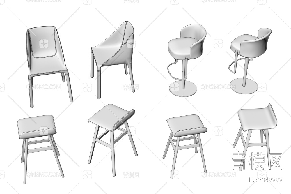 吧椅组合3D模型下载【ID:2049999】