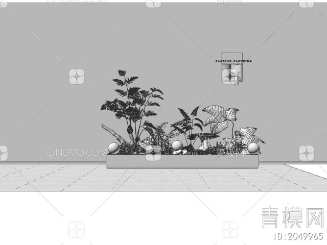 绿植花箱 室内植物造景 蕨类植物组合 植物堆 微景观3D模型下载【ID:2049965】