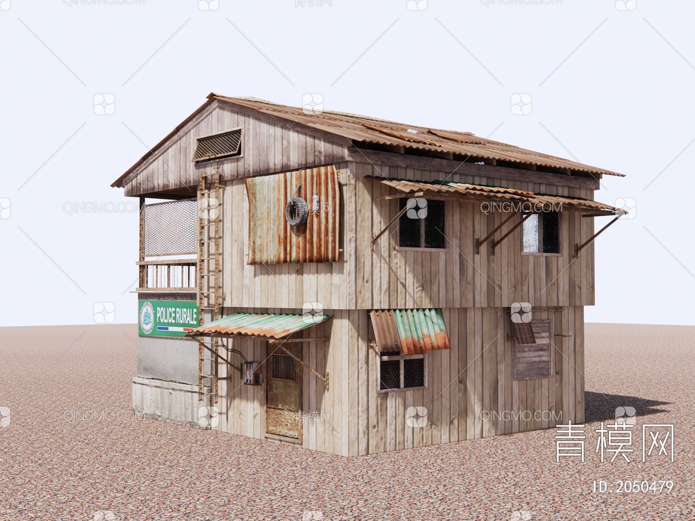 破旧木屋 西部木板房 木板小楼SU模型下载【ID:2050479】