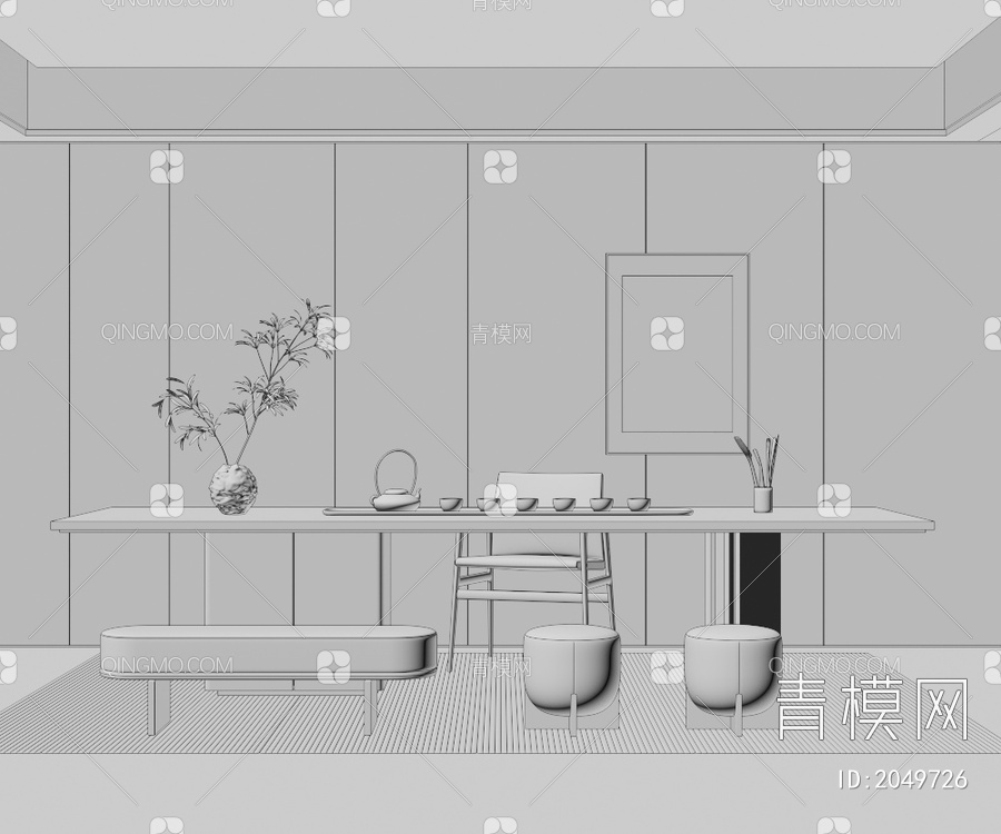 茶桌椅组合3D模型下载【ID:2049726】