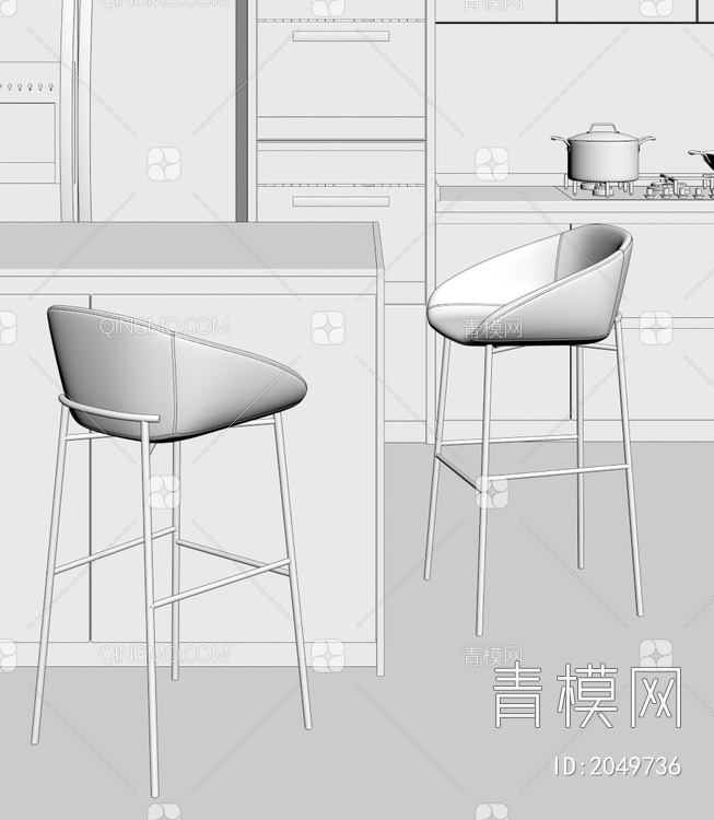吧椅 吧台椅 吧台凳3D模型下载【ID:2049736】