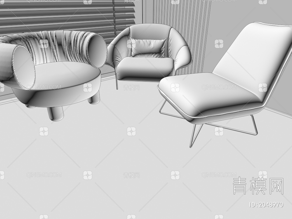 单人沙发、沙发椅3D模型下载【ID:2048970】