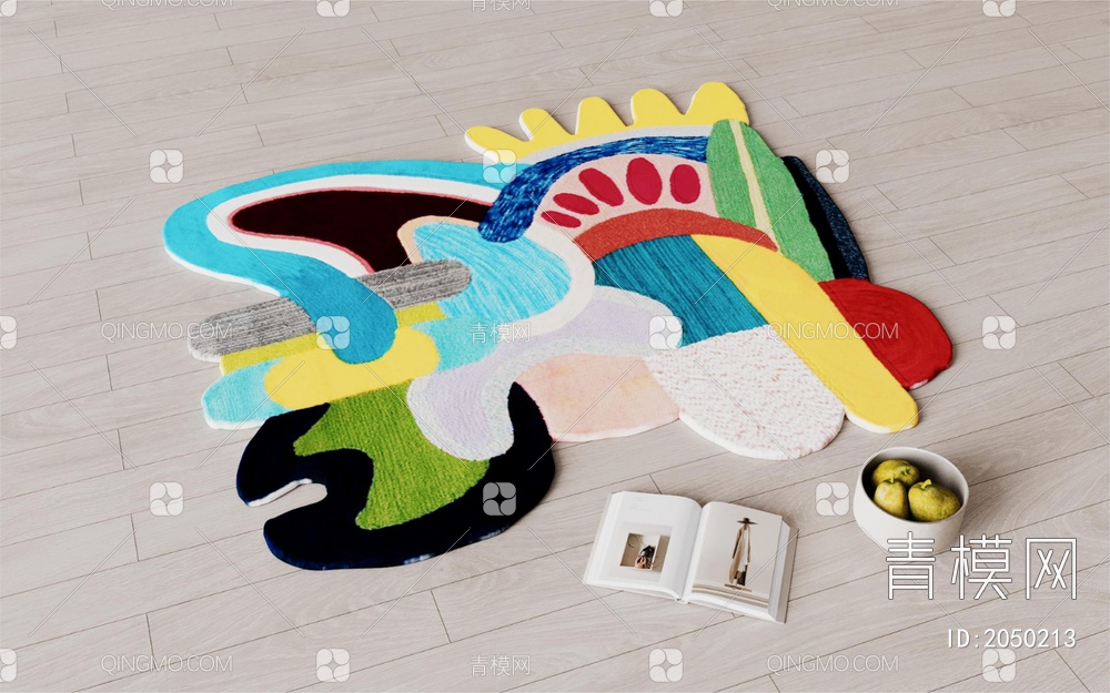 多巴胺 彩色 拼接 卡通 儿童 地毯3D模型下载【ID:2050213】