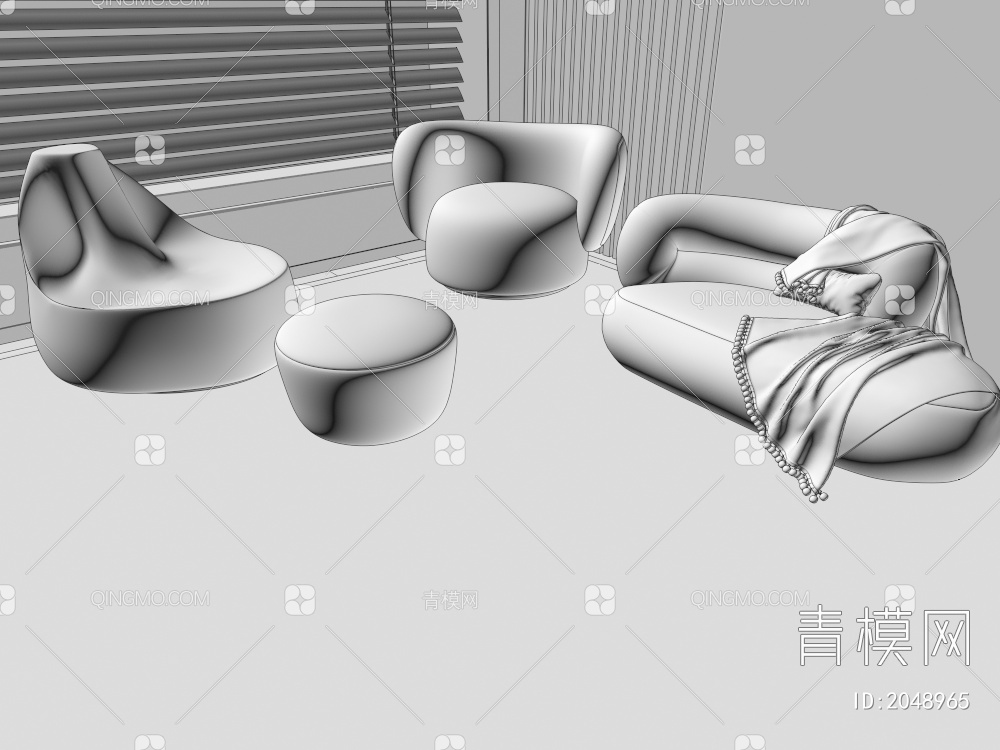 单人沙发、沙发椅3D模型下载【ID:2048965】