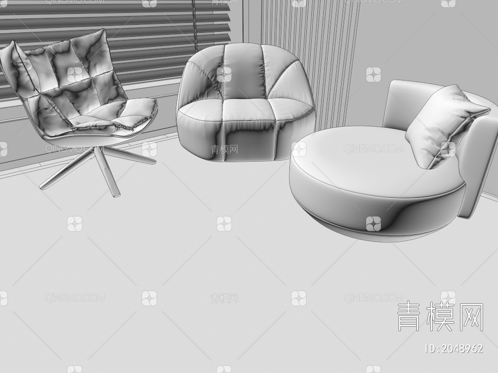 单人沙发、沙发椅3D模型下载【ID:2048962】