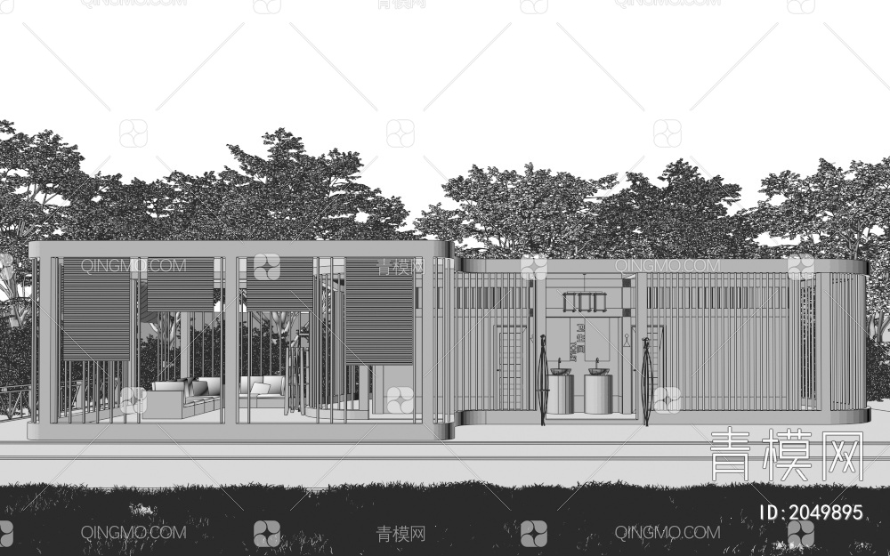 木质公共厕所 卫生间3D模型下载【ID:2049895】