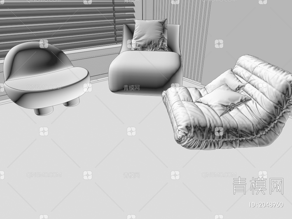 单人沙发、沙发椅3D模型下载【ID:2048960】