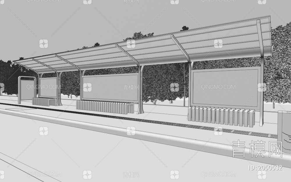 公交车站台3D模型下载【ID:2050532】