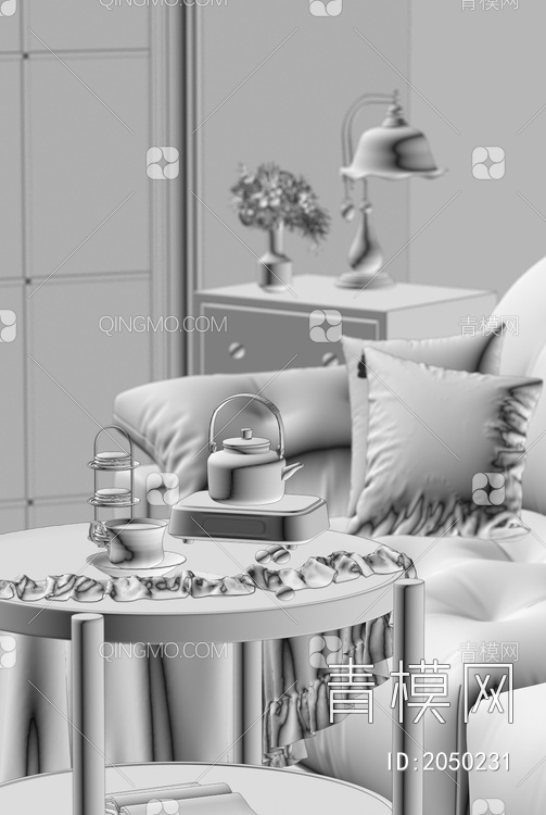 电陶炉，桌布，咖啡，马卡龙，抱枕3D模型下载【ID:2050231】