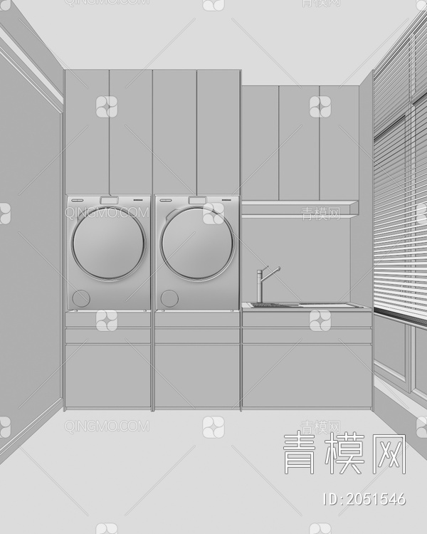 洗衣机 洗衣柜 生活阳台3D模型下载【ID:2051546】