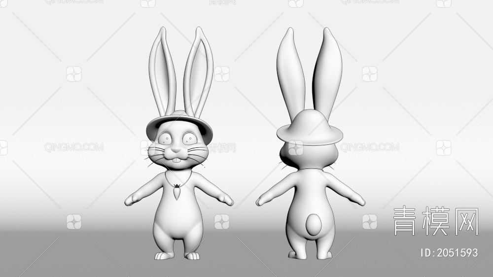 卡通玩具蓝兔子3D模型下载【ID:2051593】