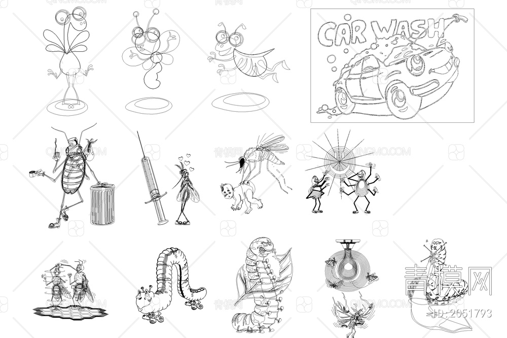 昆虫动物CAD图纸素材【ID:2051793】
