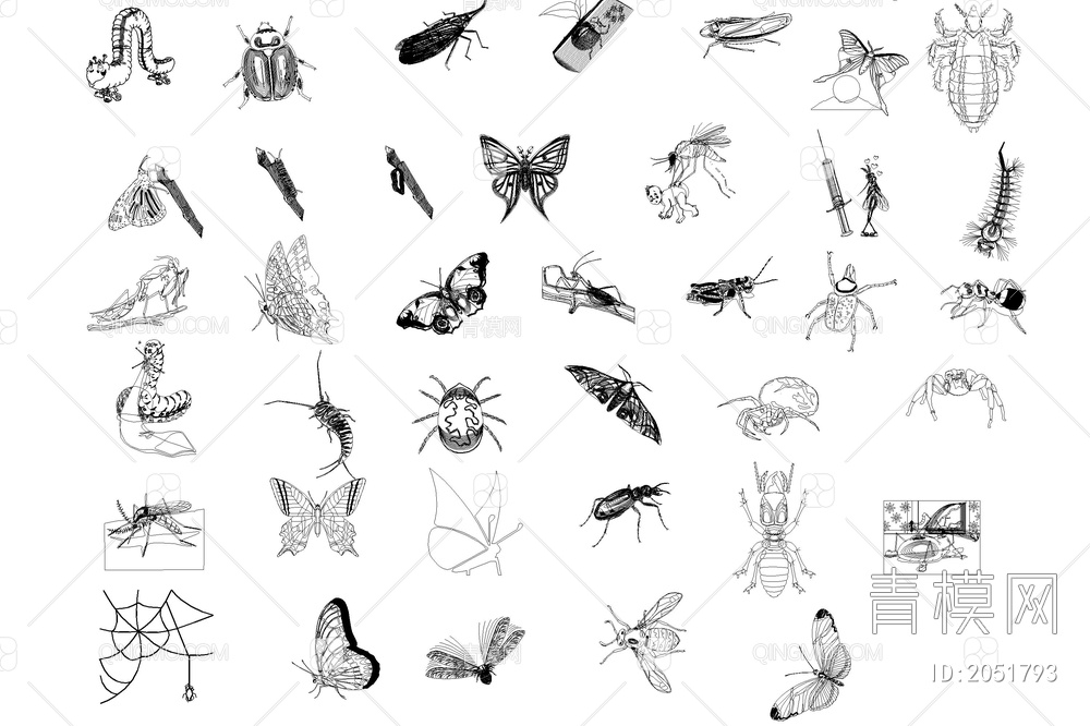 昆虫动物CAD图纸素材【ID:2051793】