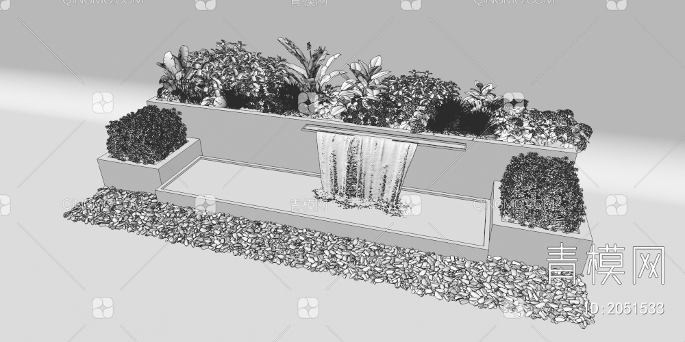 组团小景  植物堆 球形灌木 带花灌木植物组合3D模型下载【ID:2051533】
