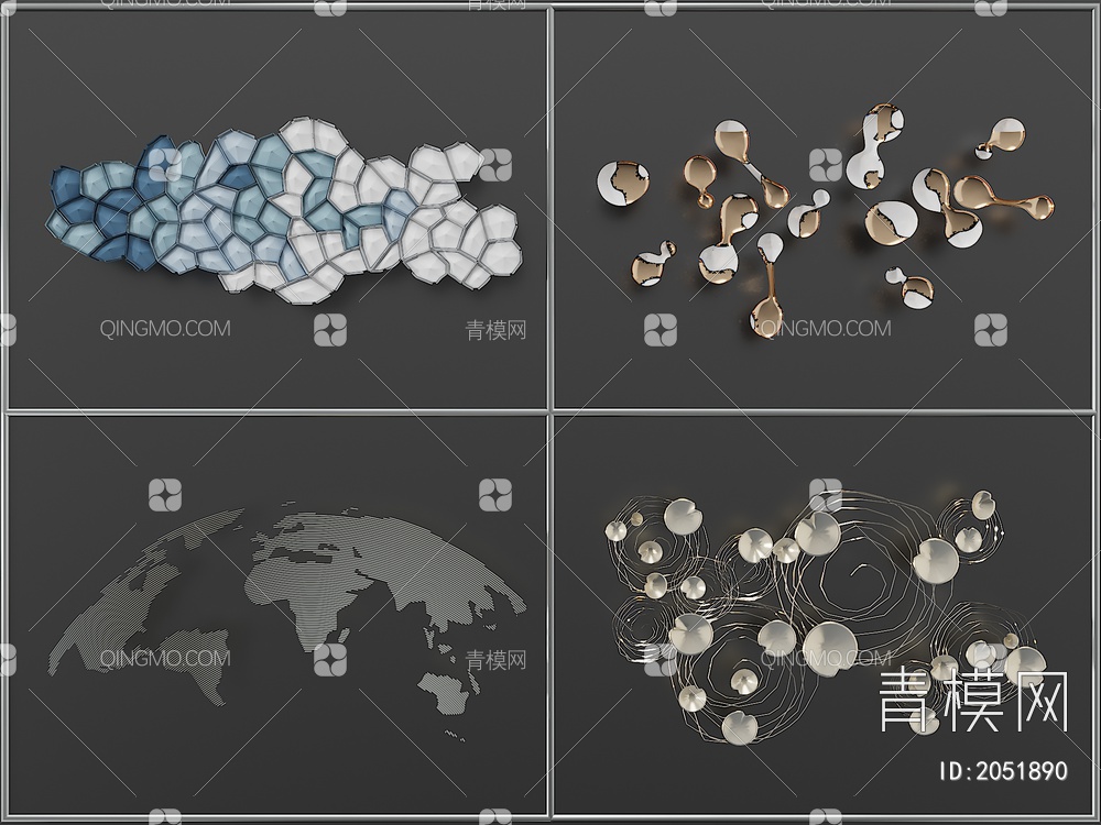 背景墙装饰摆件3D模型下载【ID:2051890】