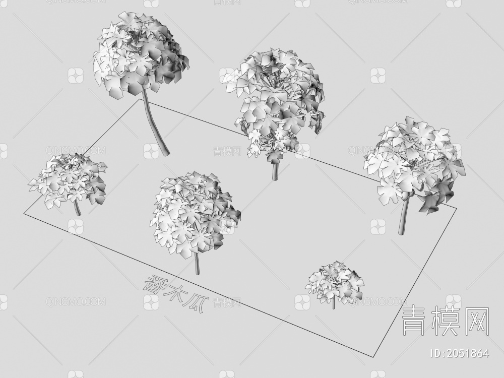 番木瓜 植物类3D模型下载【ID:2051864】