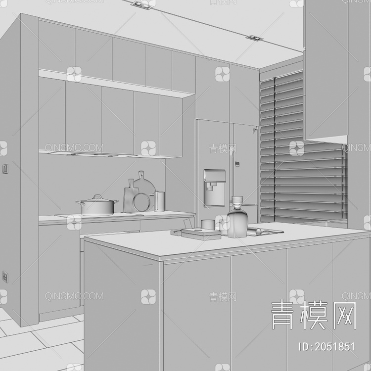 开放式厨房3D模型下载【ID:2051851】
