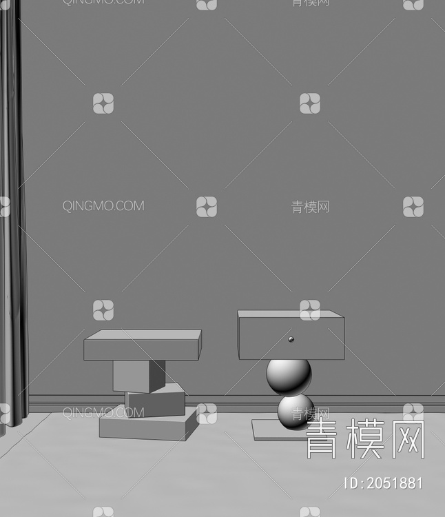 床头柜组合3D模型下载【ID:2051881】