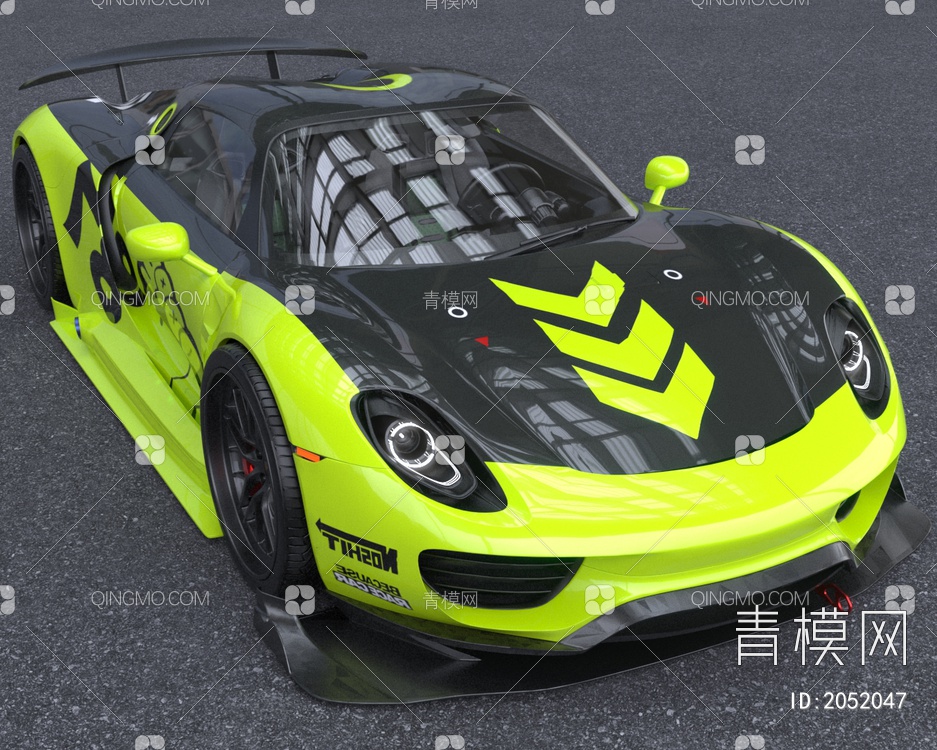 保时捷918车体喷绘汽车跑车豪车3D模型下载【ID:2052047】