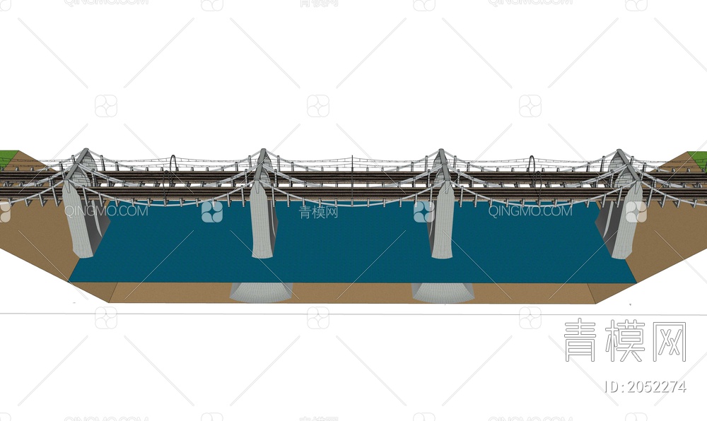 高铁跨河大桥SU模型下载【ID:2052274】
