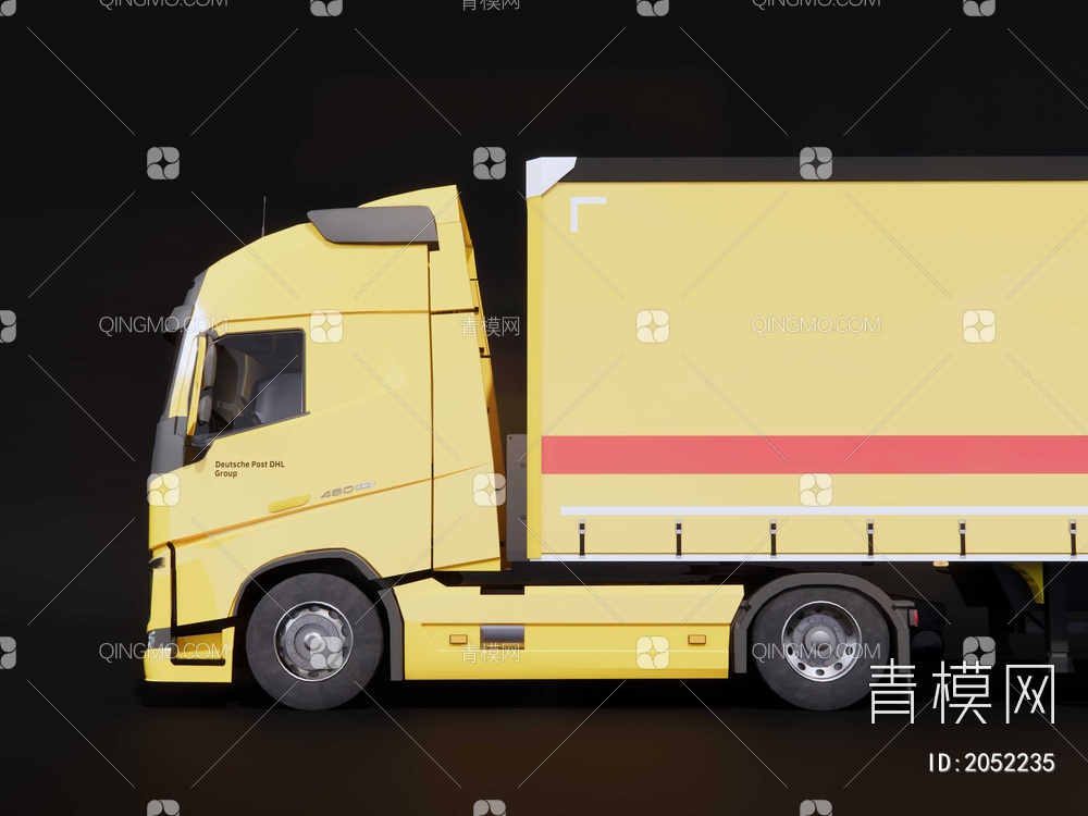 集装箱货柜车 联邦快递货柜车SU模型下载【ID:2052235】