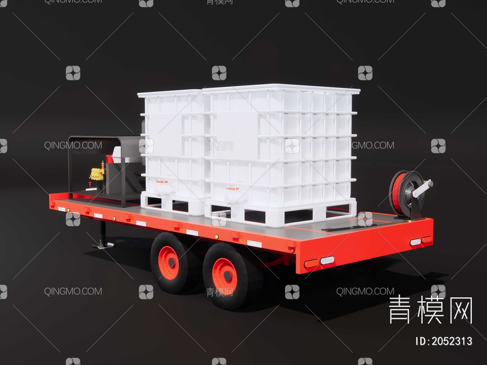 移动洗车机 水泵 水箱 拖车 发电机SU模型下载【ID:2052313】