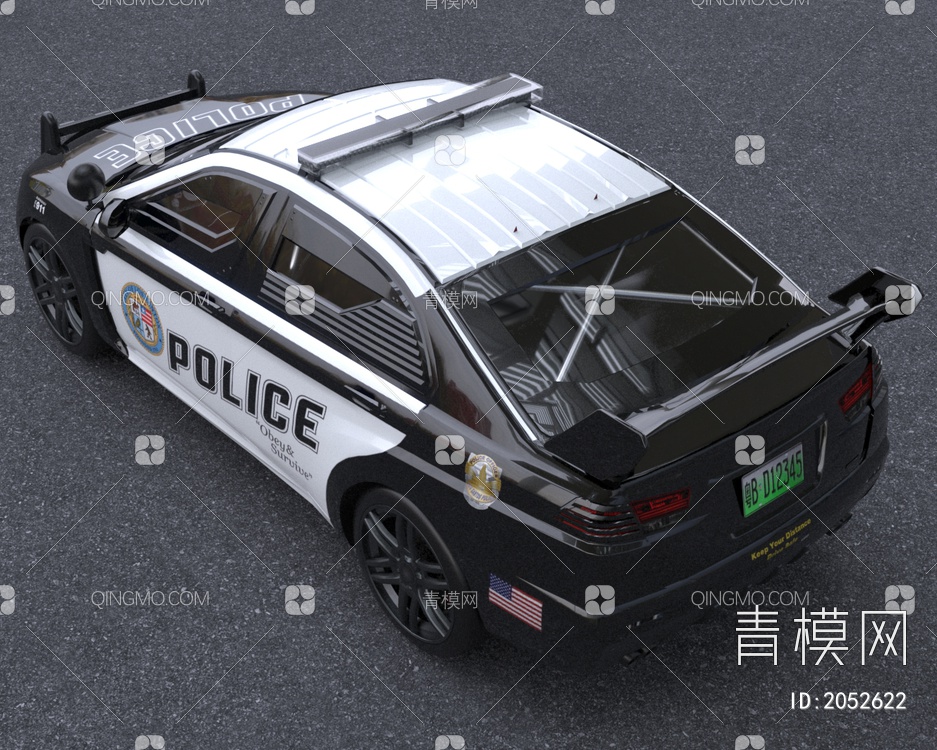 骷髅马警车版本圆原型三菱evox汽车3D模型下载【ID:2052622】