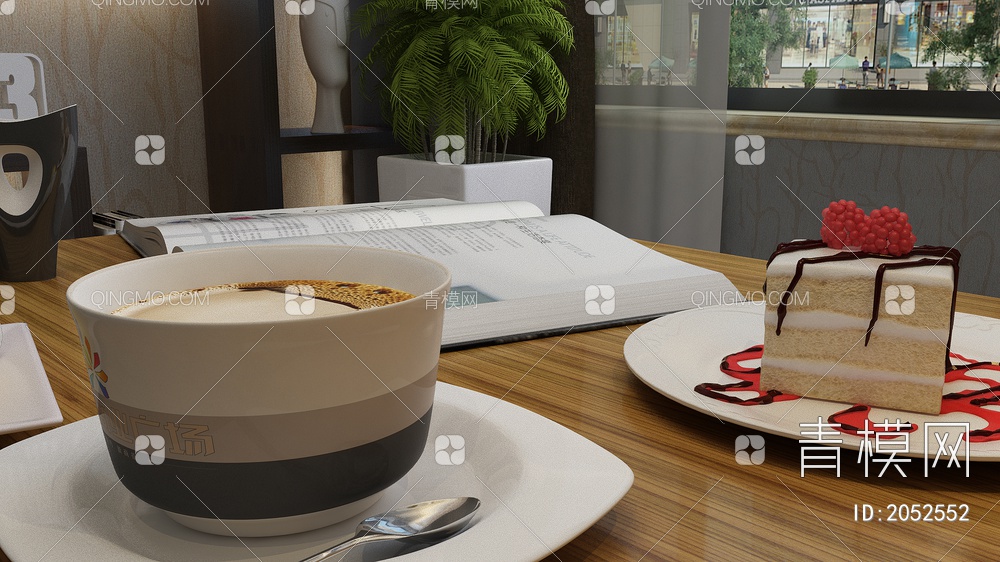 咖啡和蛋糕3D模型下载【ID:2052552】