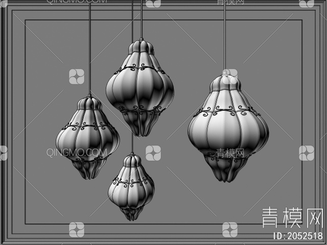 水晶玻璃吊灯3D模型下载【ID:2052518】