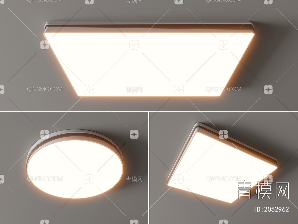 吸顶灯 圆形吸顶灯 方形吸顶灯 卧室 客厅 儿童房 吸顶灯3D模型下载【ID:2052962】