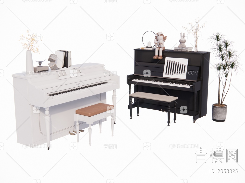 钢琴 钢琴组合SU模型下载【ID:2053325】