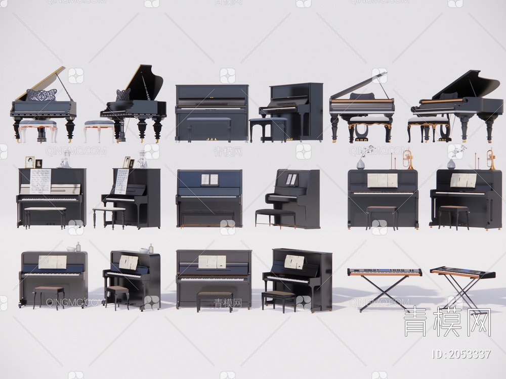 钢琴 钢琴组合SU模型下载【ID:2053337】