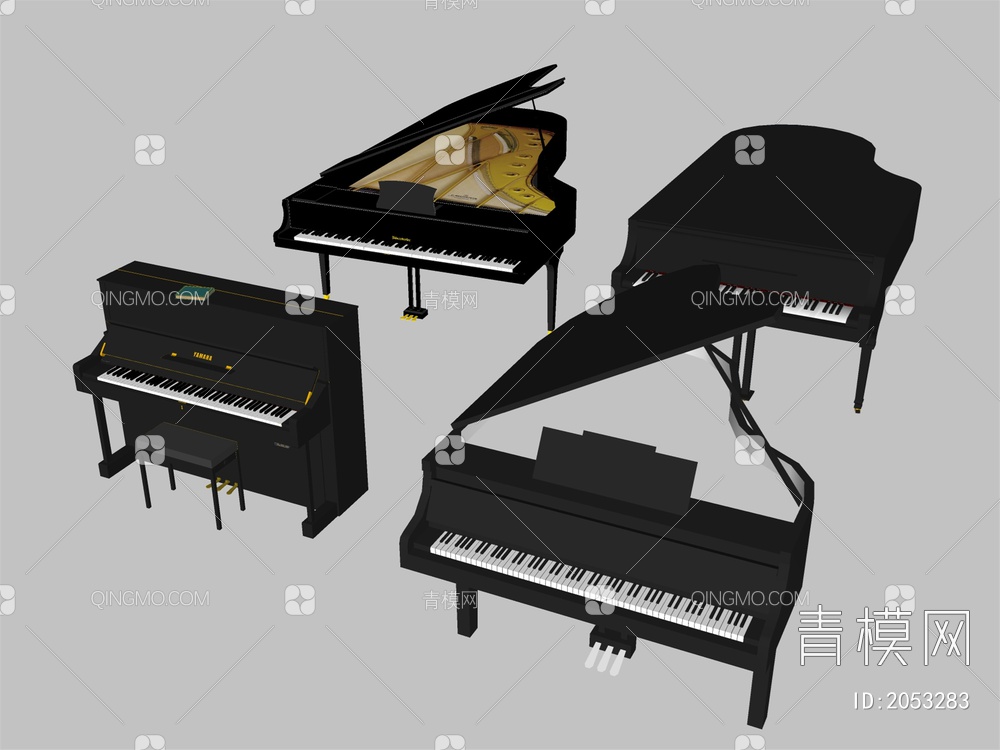 钢琴 钢琴组合SU模型下载【ID:2053283】