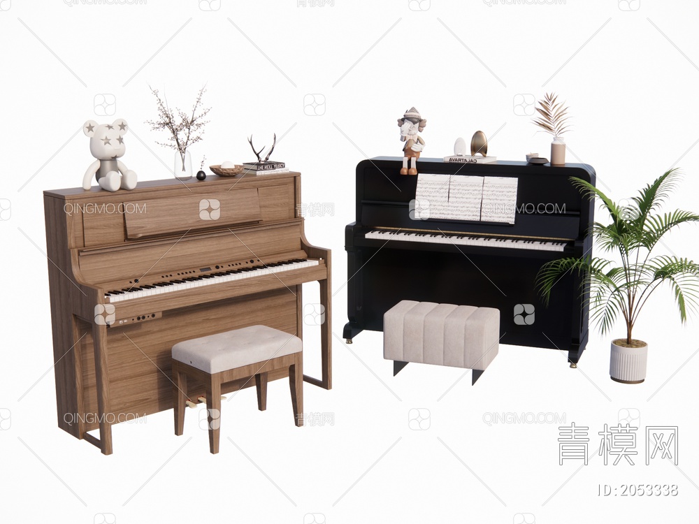 钢琴 钢琴组合SU模型下载【ID:2053338】