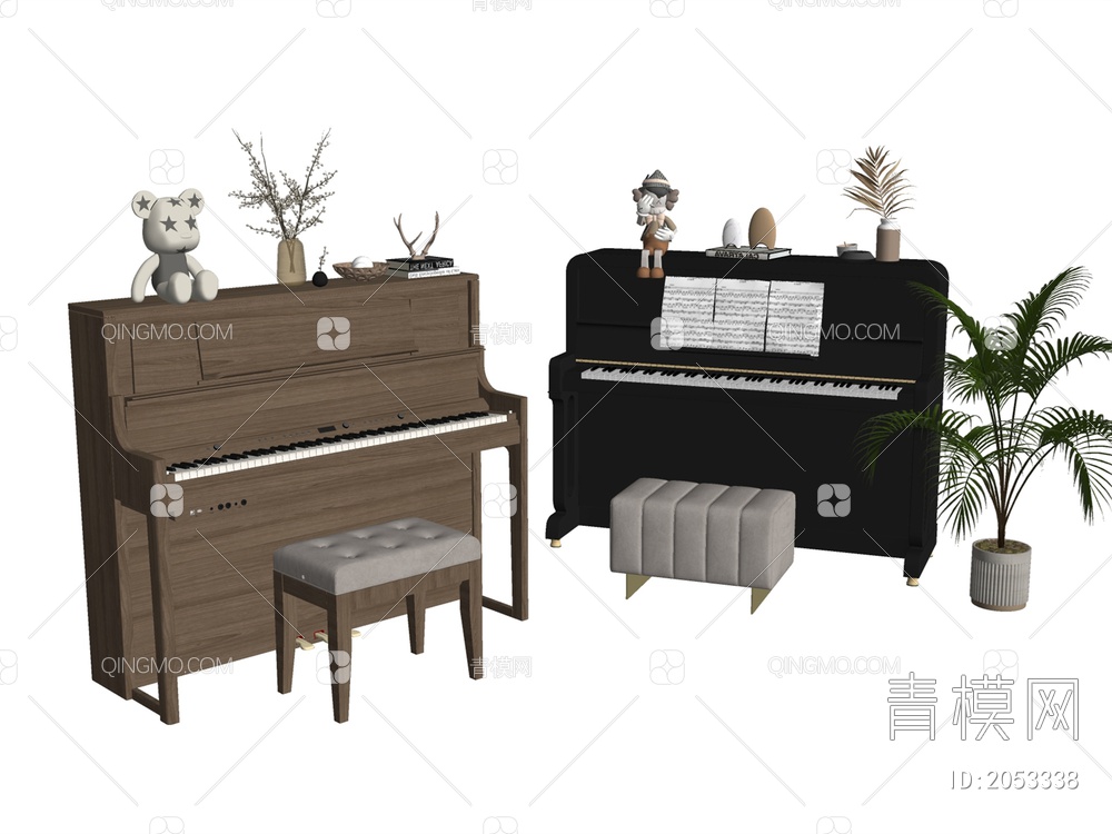 钢琴 钢琴组合SU模型下载【ID:2053338】
