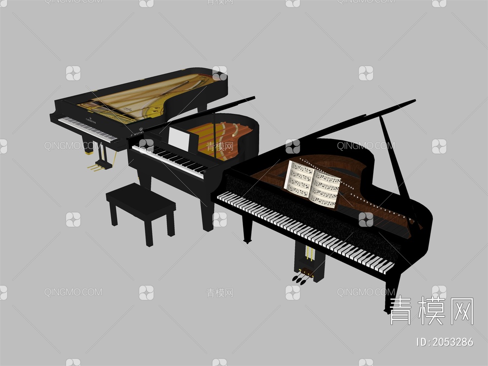 钢琴 钢琴组合SU模型下载【ID:2053286】
