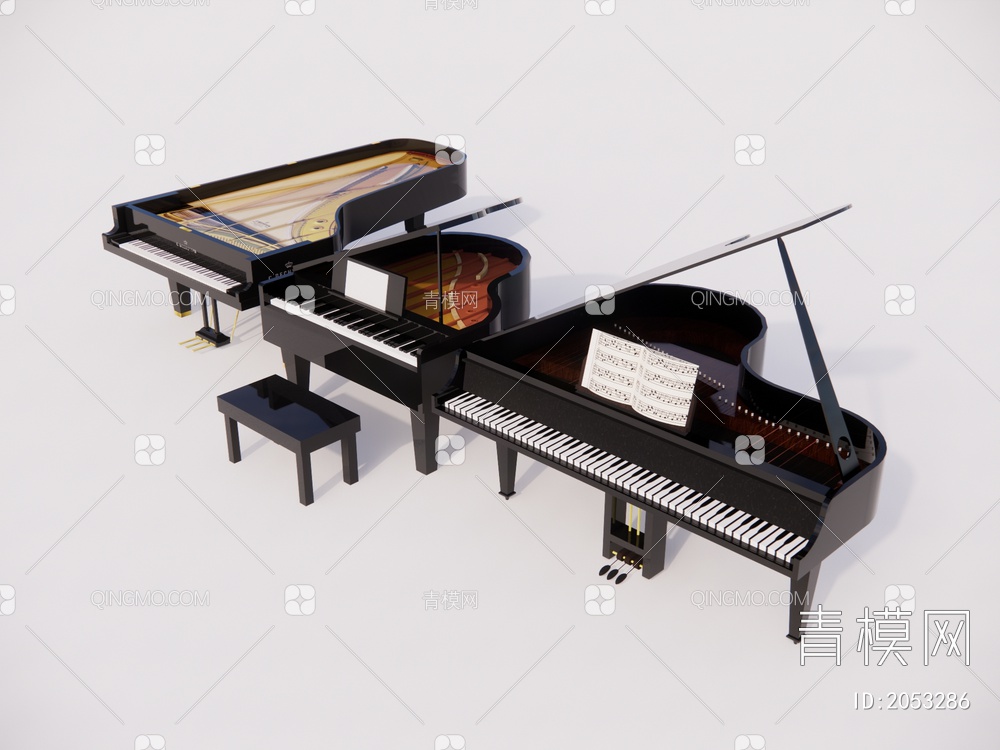 钢琴 钢琴组合SU模型下载【ID:2053286】