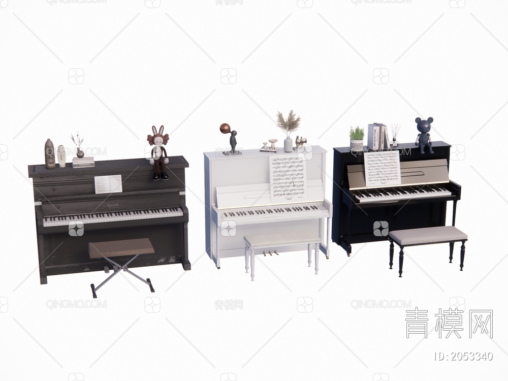 钢琴 钢琴组合SU模型下载【ID:2053340】
