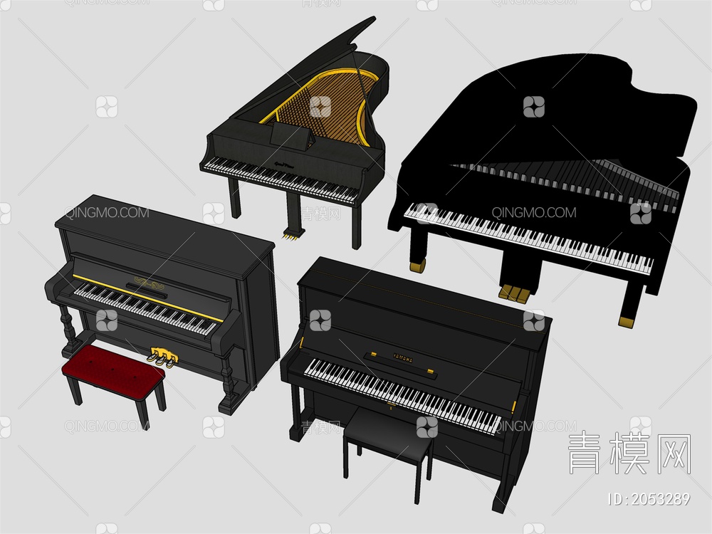 钢琴 钢琴组合SU模型下载【ID:2053289】
