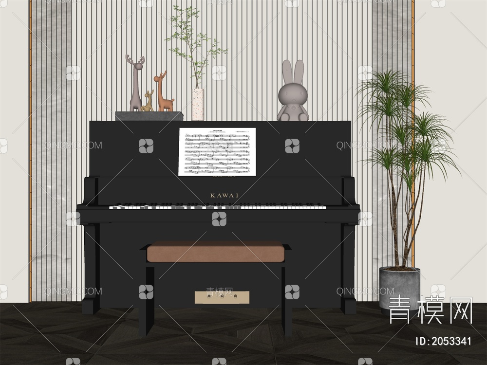 钢琴 钢琴组合SU模型下载【ID:2053341】