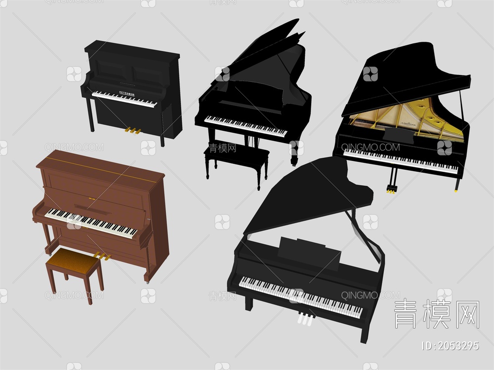 钢琴 钢琴组合SU模型下载【ID:2053295】