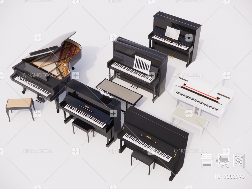 钢琴 钢琴组合SU模型下载【ID:2053298】