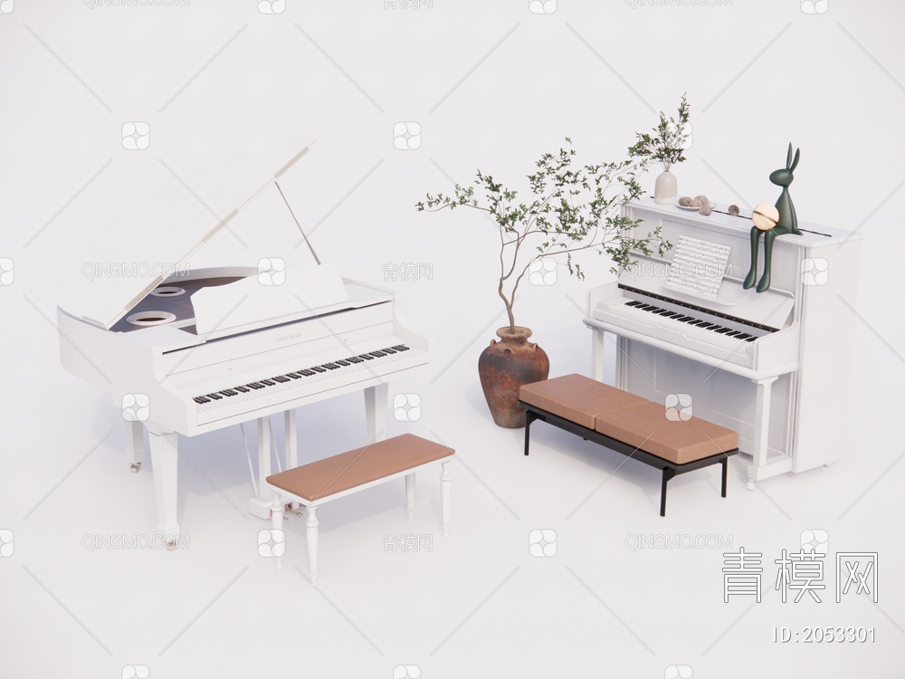 钢琴 钢琴组合SU模型下载【ID:2053301】