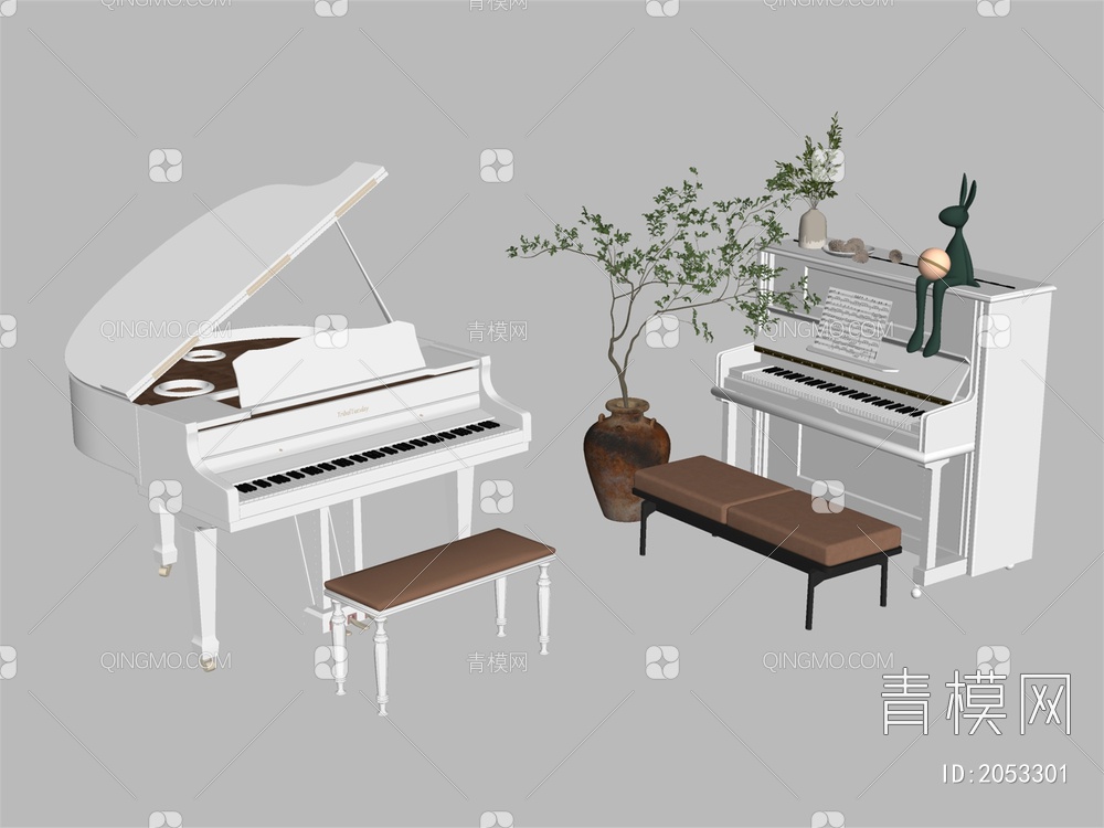 钢琴 钢琴组合SU模型下载【ID:2053301】