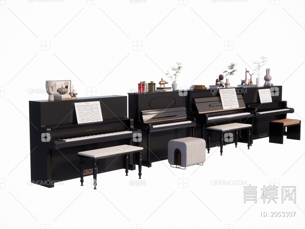 钢琴 钢琴组合SU模型下载【ID:2053307】